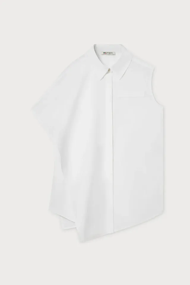 PORTS 1961 Cape Overlay camicia bianco ottico smanicata