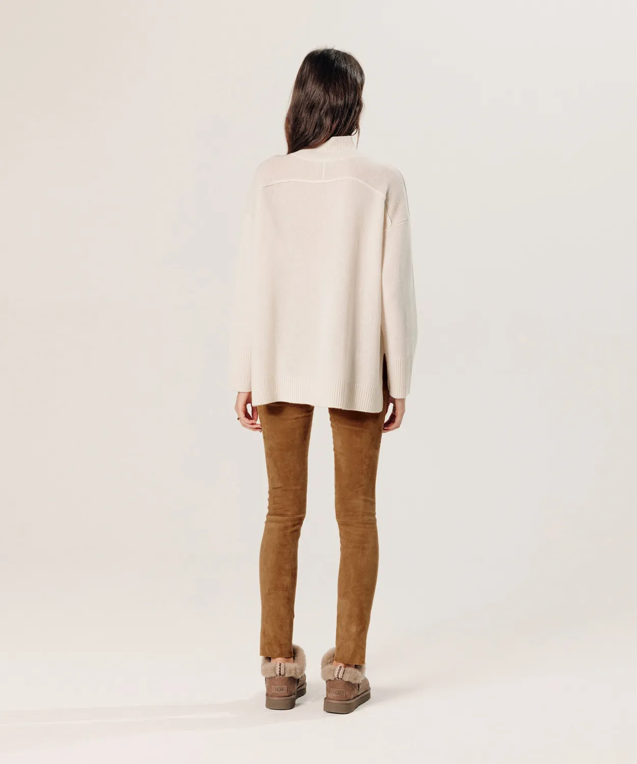 Rodier Maglione Oversize Collo Alto Bianco Ecru Cashmere