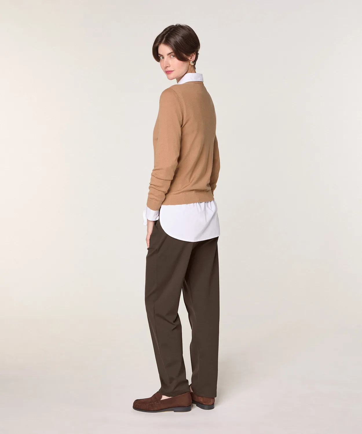 Rodier Maglione girocollo merino camel brown maglia fine