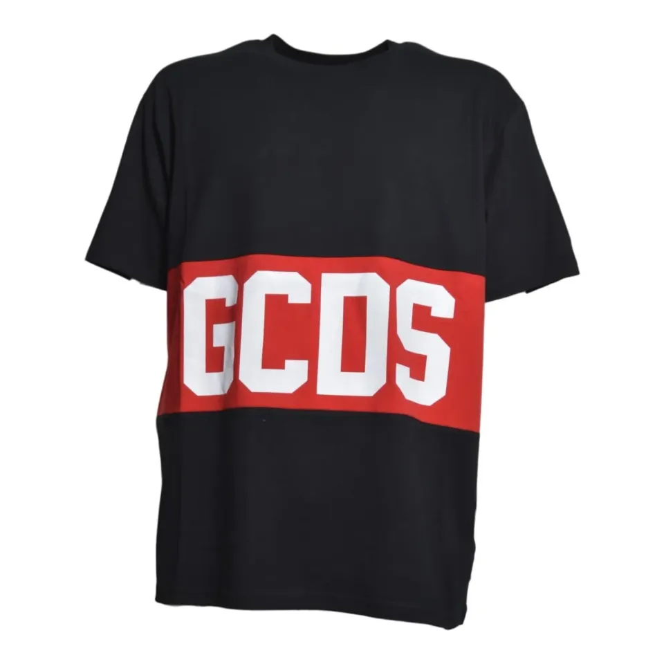 GCDS Z0MLQC140J101 t-shirt nero rosso loose XS-XL