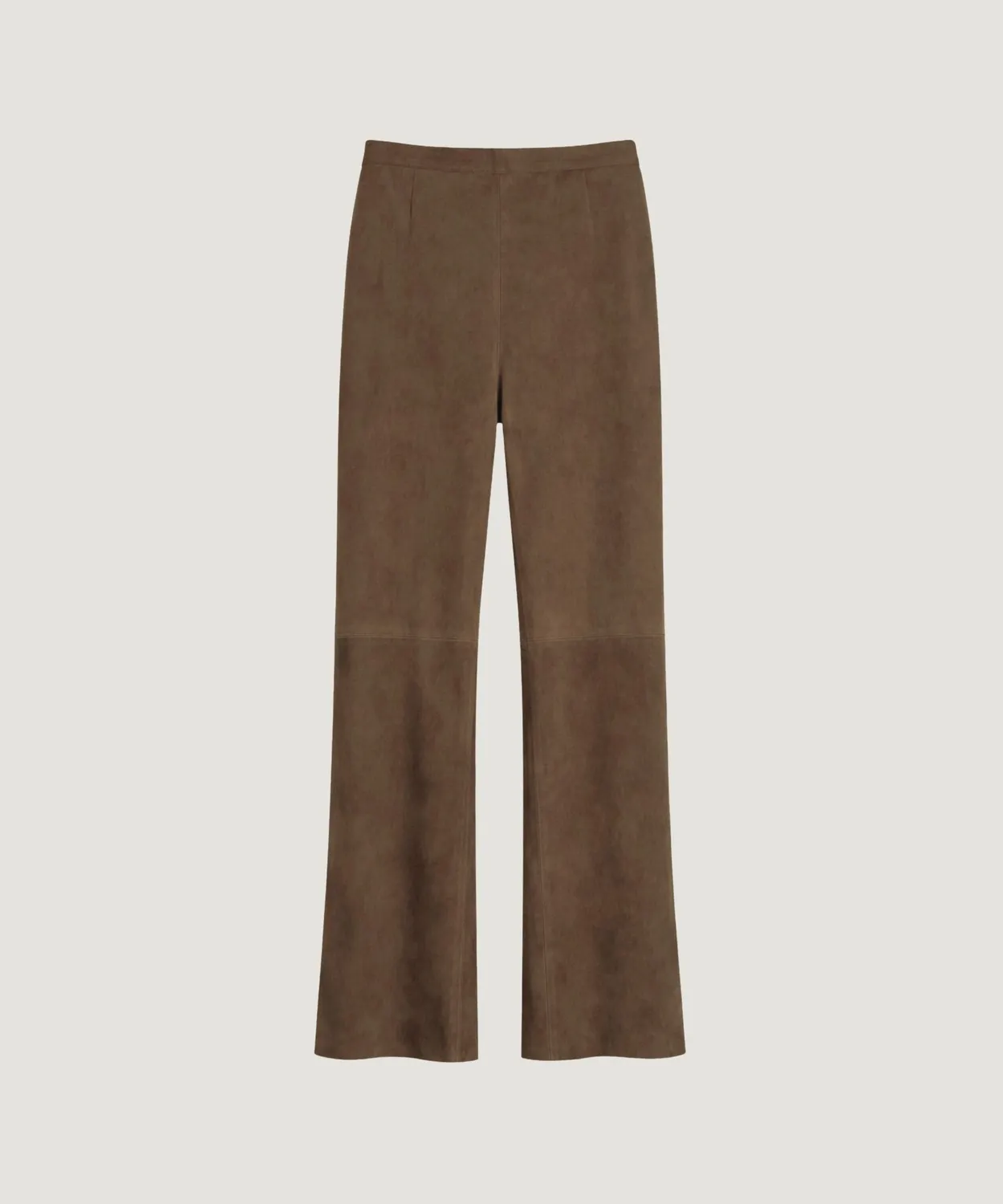 Rodier Pantaloni Dritti Pelle Scamosciata Marrone