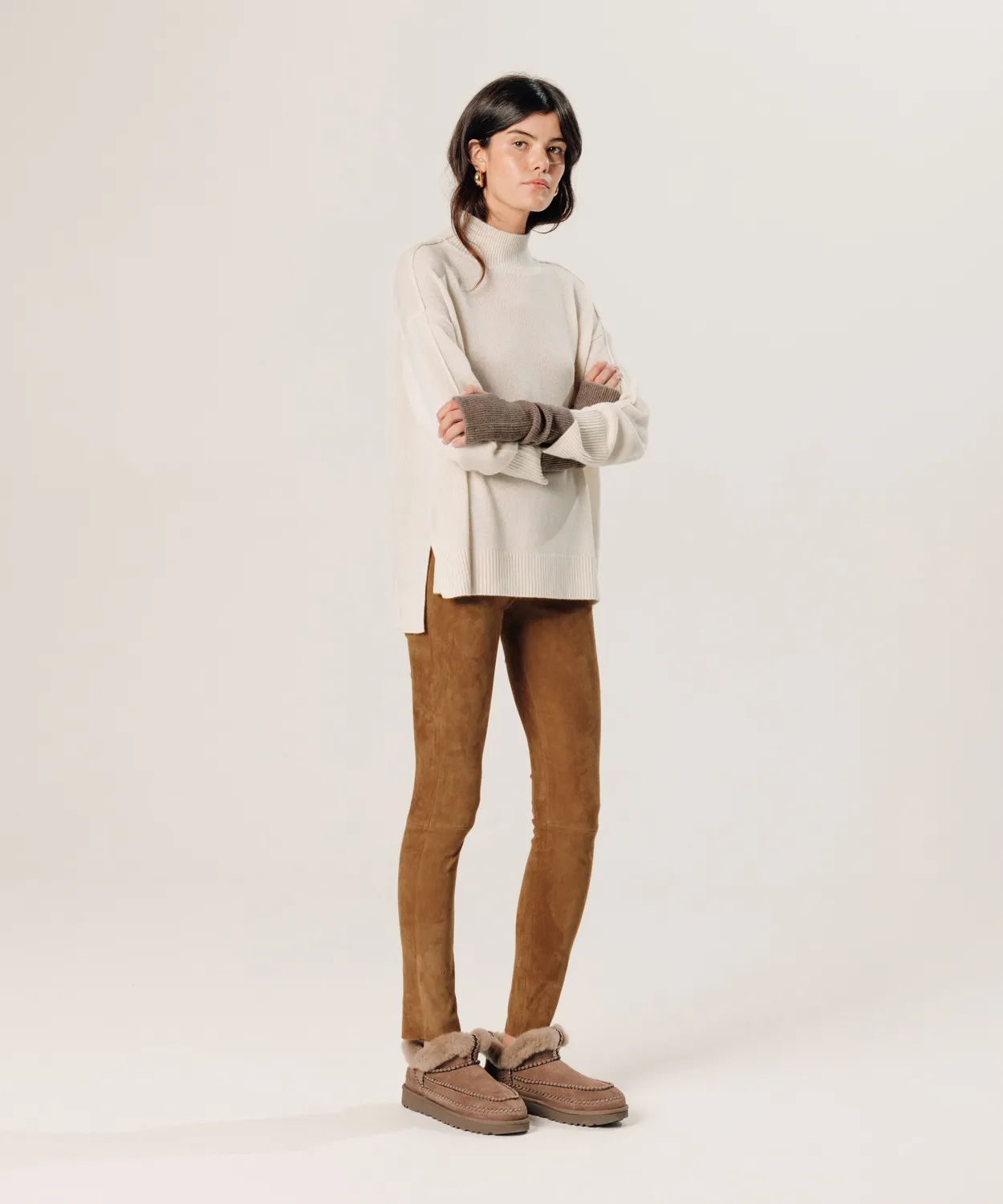 Rodier Maglione Oversize Collo Alto Bianco Ecru Cashmere