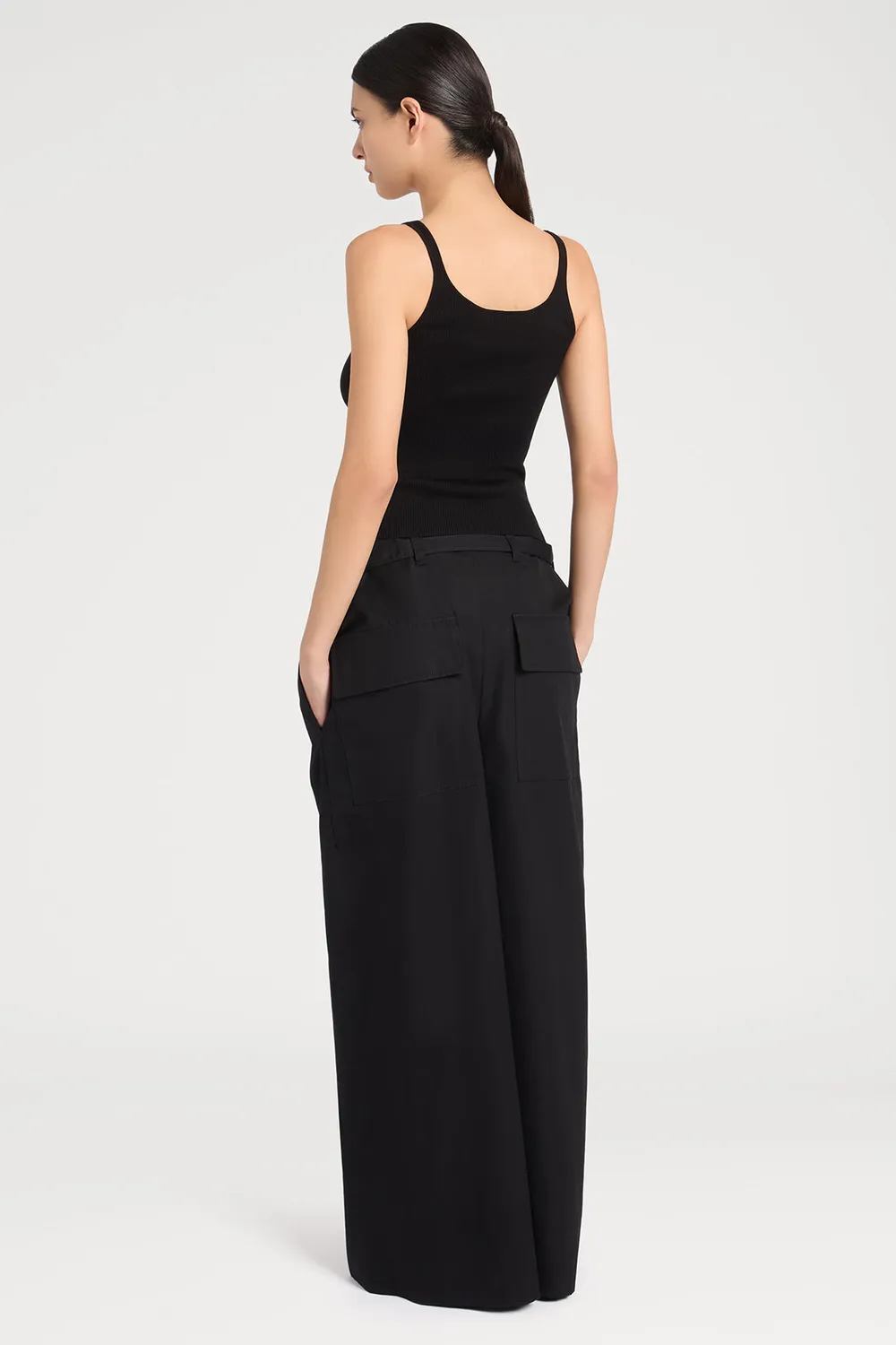 Ports 1961 Ribbed Tank top maglia nera a costine