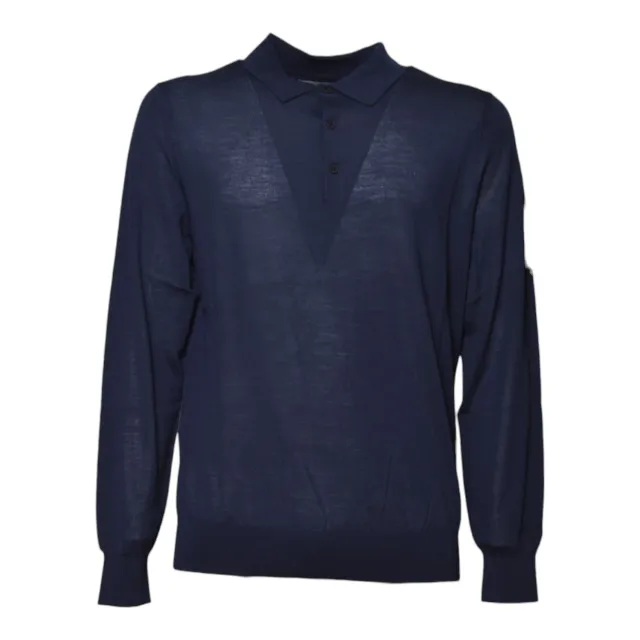 Saint Barth ALFI005 Alfie polo merino blu notte bottoni