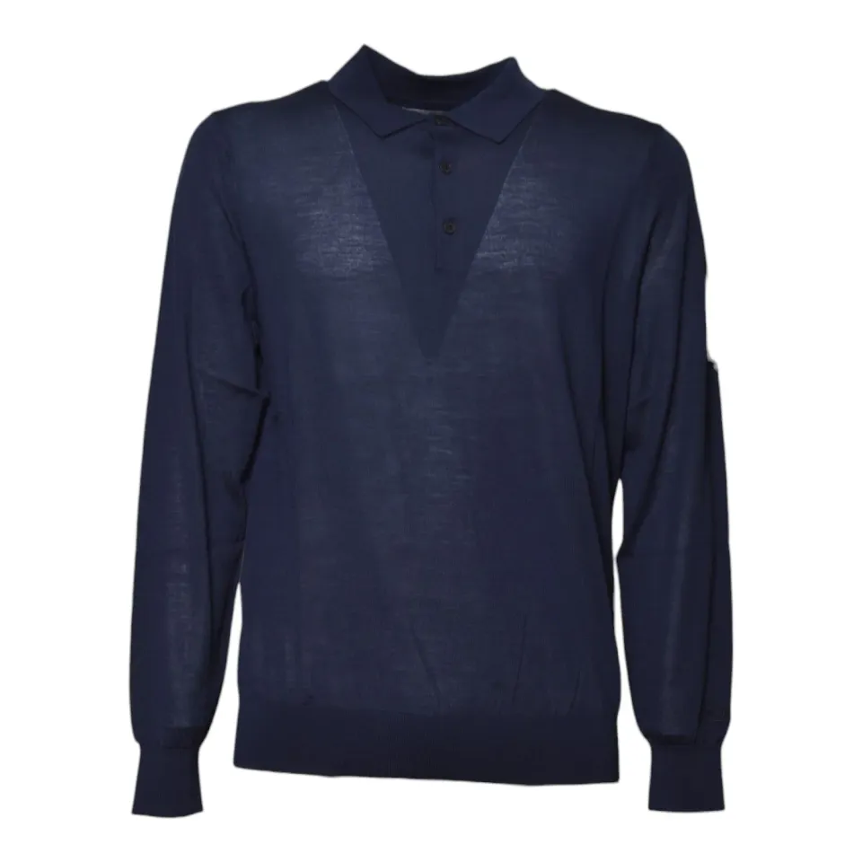 Saint Barth ALFI005 Alfie polo merino blu notte bottoni
