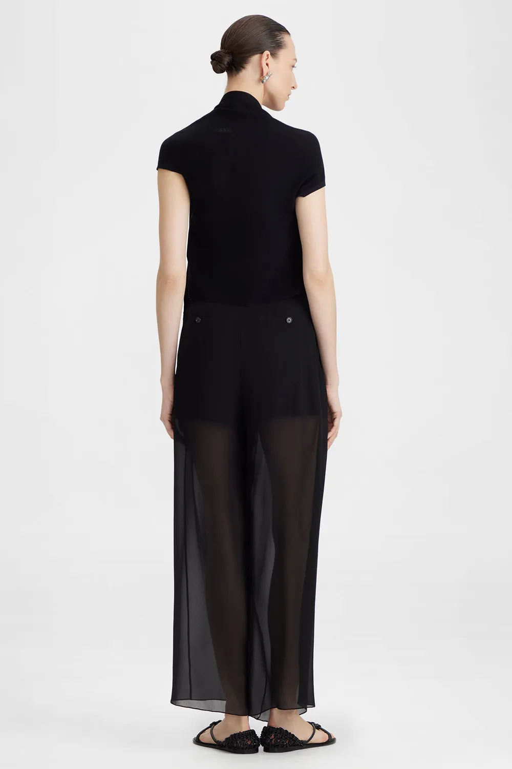 PORTS 1961 top asimmetrico nero collo cravatta