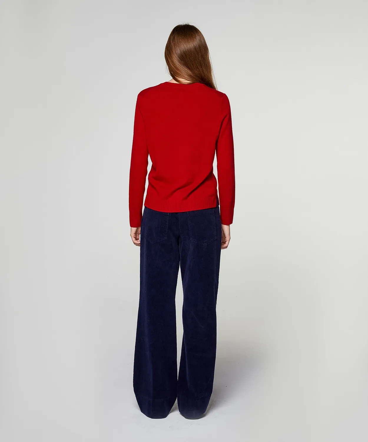 Rodier Maglione Cashmere Rosso Girocollo Coste Larghe