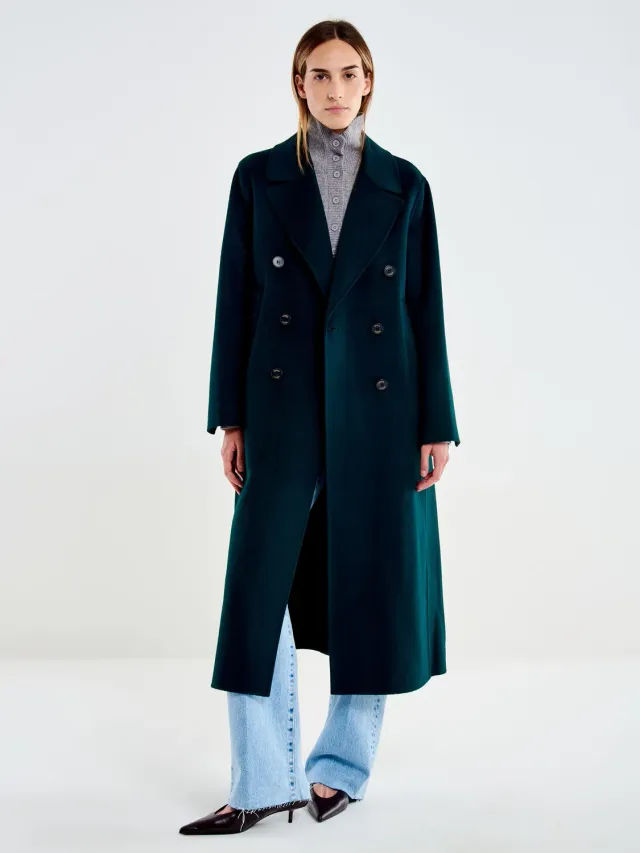 VICOLO TAC0011077ACFOR cappotto lungo doppiopetto verde foresta lana