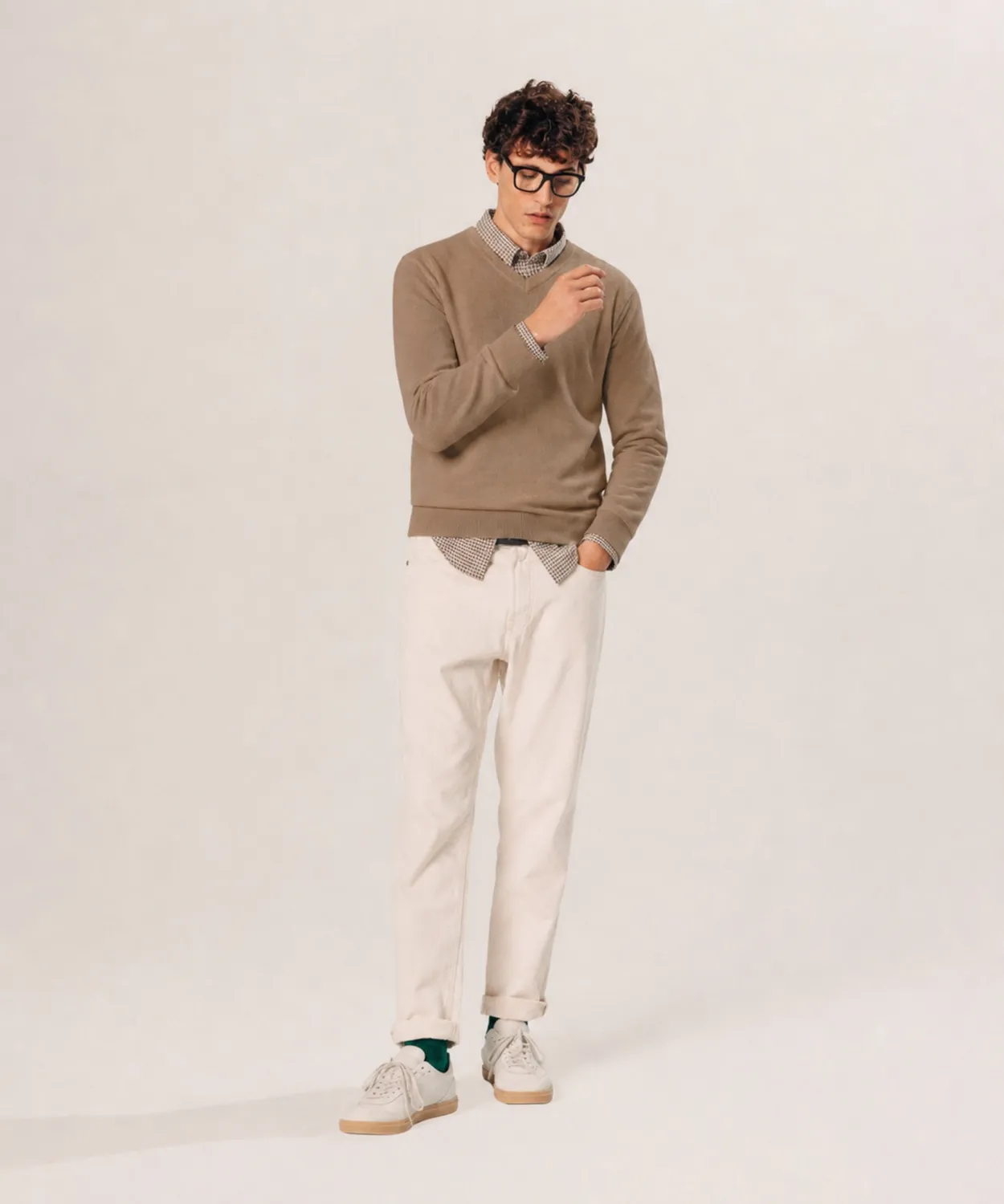 Rodier Pullover scollo a V merino beige scuro