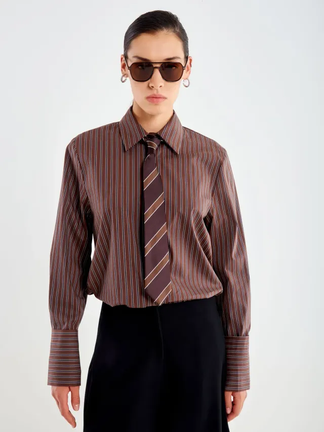 Vicolo Camicia a Righe in Popeline Moro