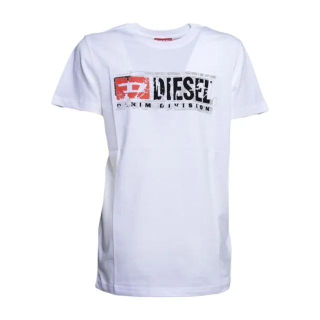 Diesel Junior J02976 00YI9 T-shirt Bimbo Cotone Bianco