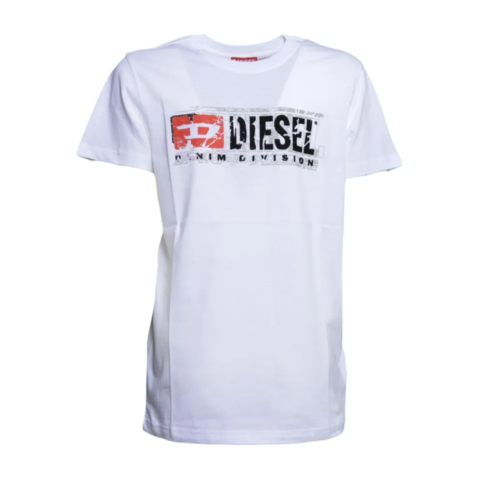 Diesel Junior J02976 00YI9 T-shirt Bimbo Cotone Bianco