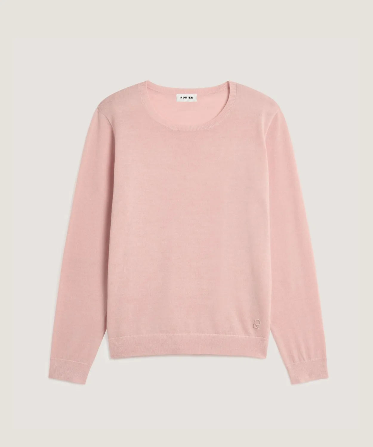 Rodier maglione girocollo lana merino rosa perla