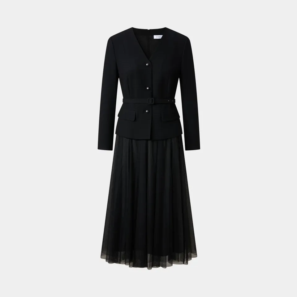 PORTS tubino nero con bottoni little black dress