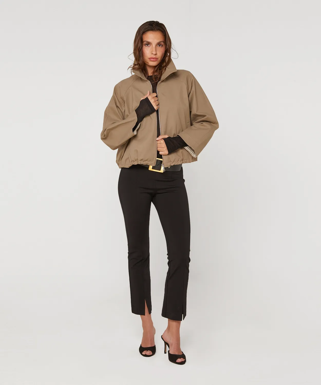 Rodier Giacca Oversize Cotone Beige Scuro Zip