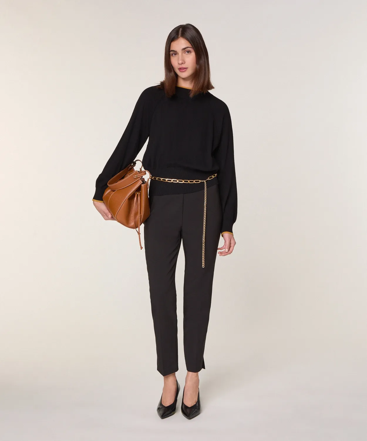 Rodier Pantaloni Sigaretta Vita Alta Neri