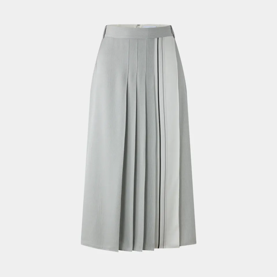 PORTS Pleated Striped gonna midi black stripe