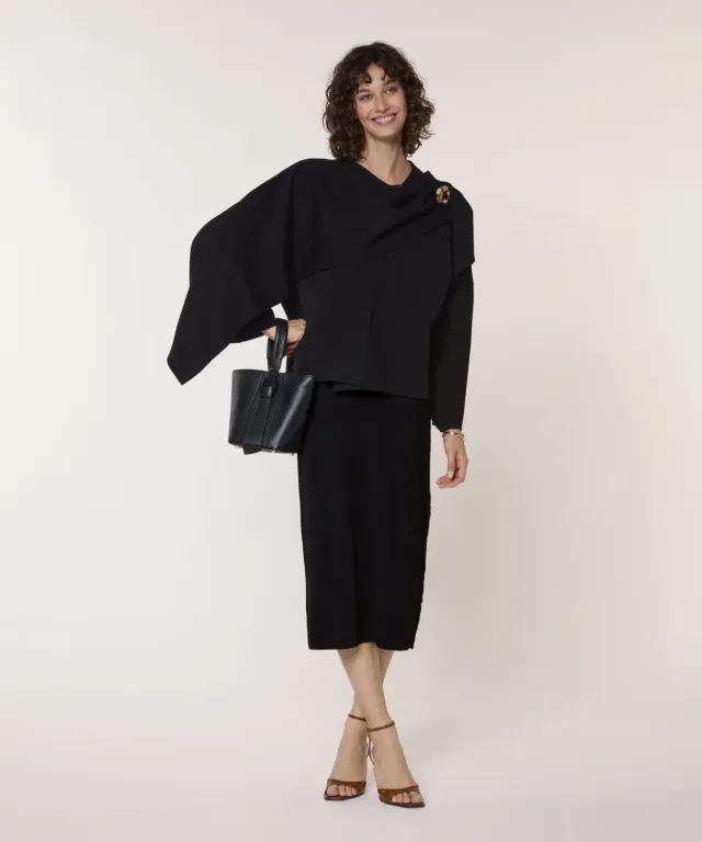 Rodier Mantella maglia nera scollo rotondo