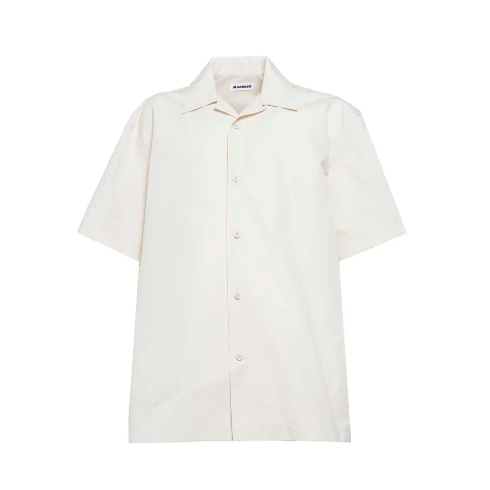 Jil Sander J22DL0112 camicia cotone ecrù maniche corte 42