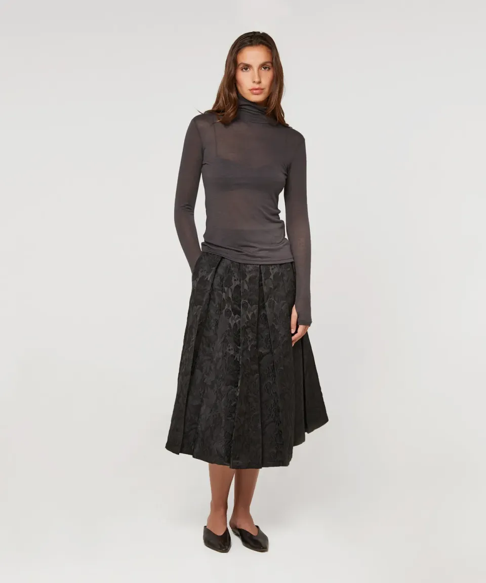 Rodier t-shirt collo alto maglia fine antracite
