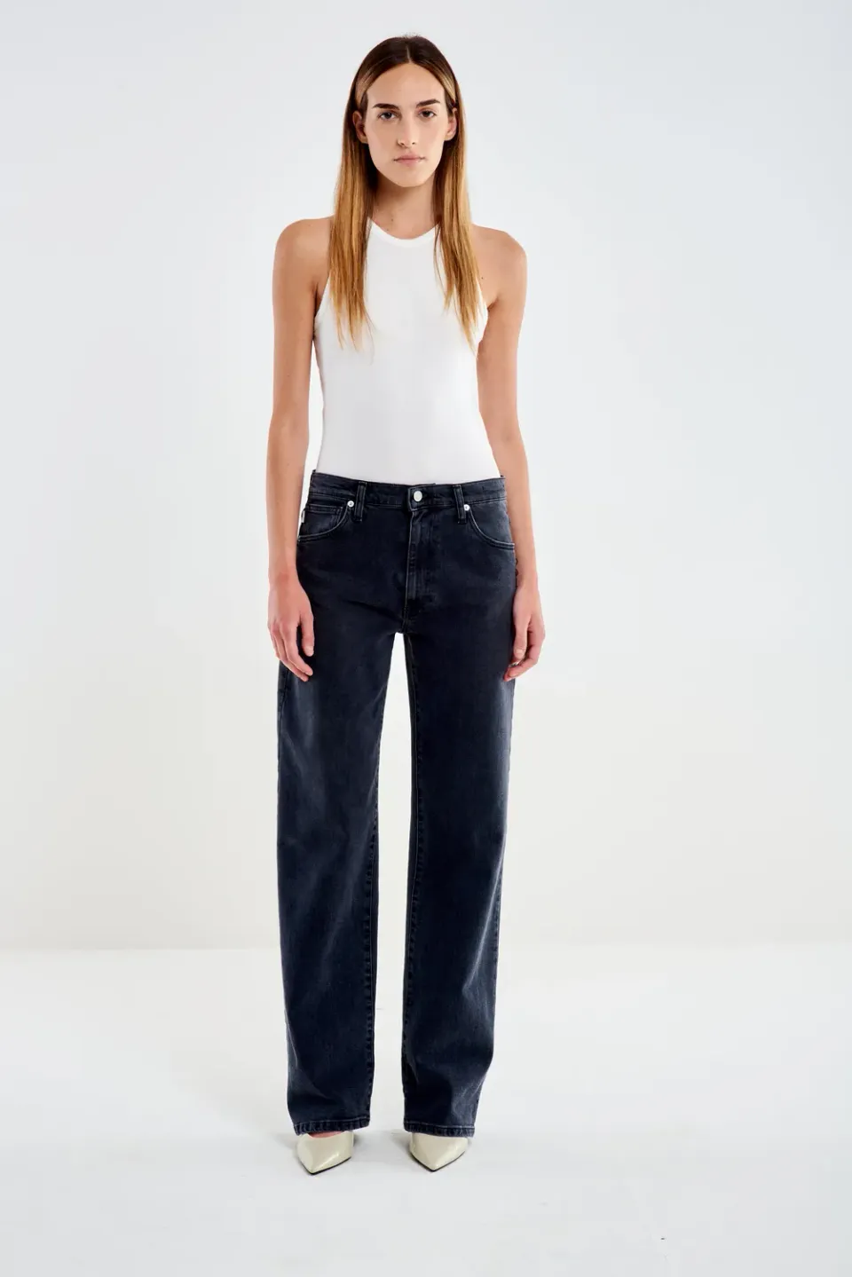 Vicolo Nina jeans straight nero vita media elastico