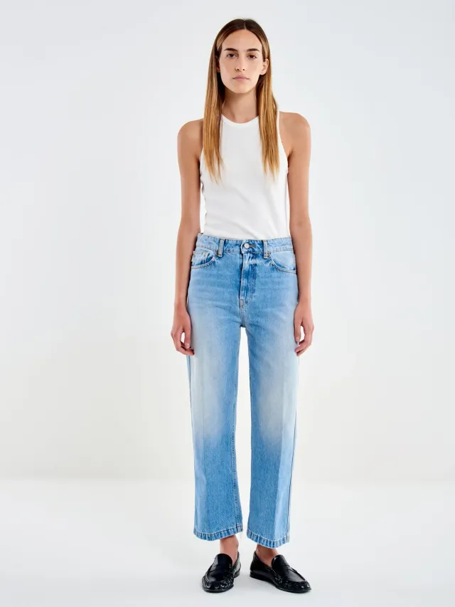 Vicolo Icon Kate jeans dritti blu con rotture