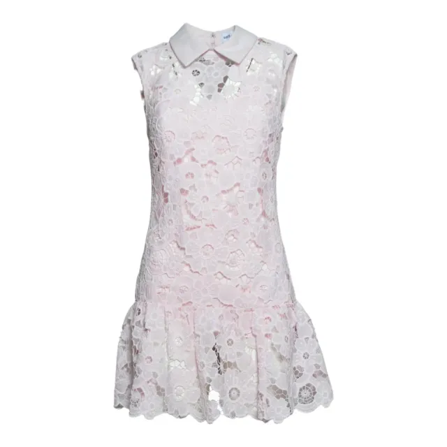 Self-Portrait SS26164SA mini abito rosa pizzo collo