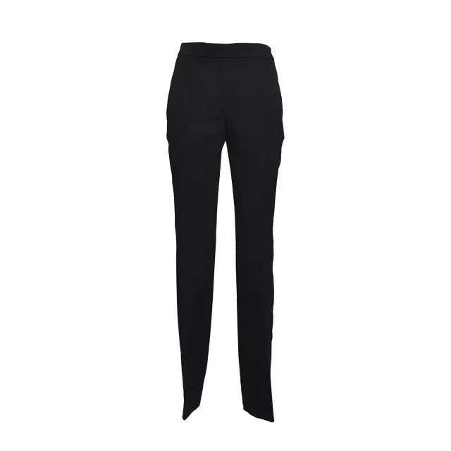 Moschino pantalone lana vergine nero banda satinata 40