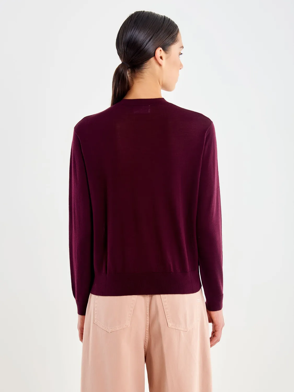 Vicolo Pull Girocollo Bottoncini maglione bordeaux pura lana