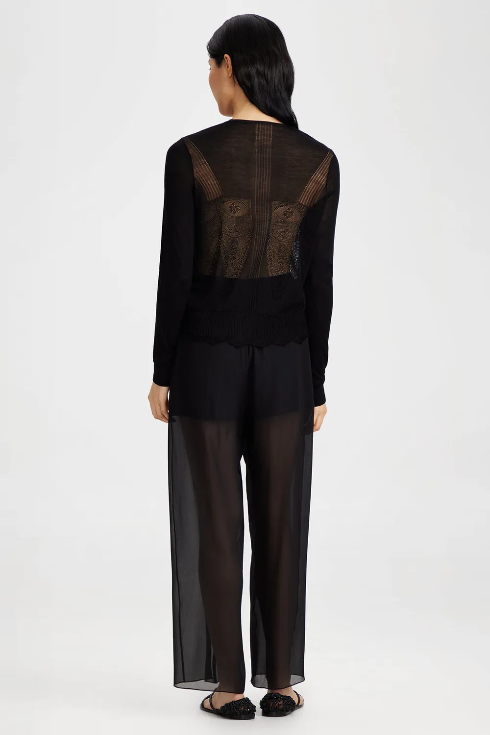 PORTS 1961 cardigan nero traforato con bottoni