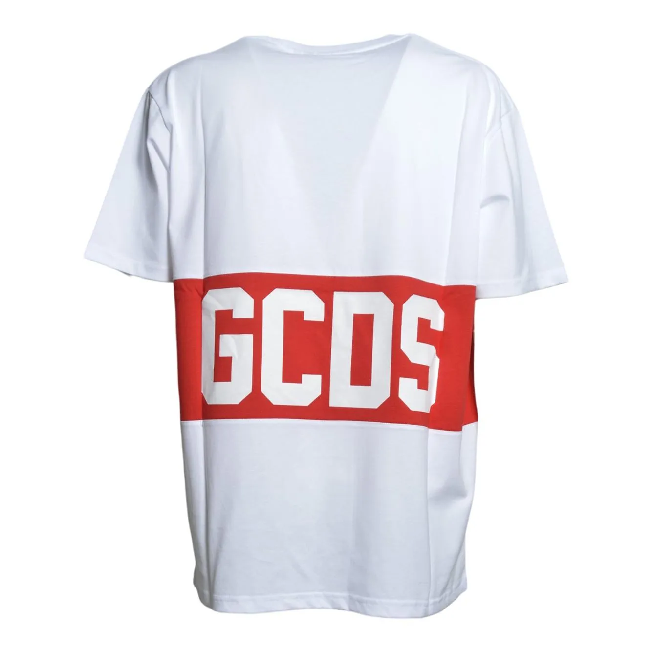 GCDS Z0MLQC140J101 band logo t-shirt bianca loose