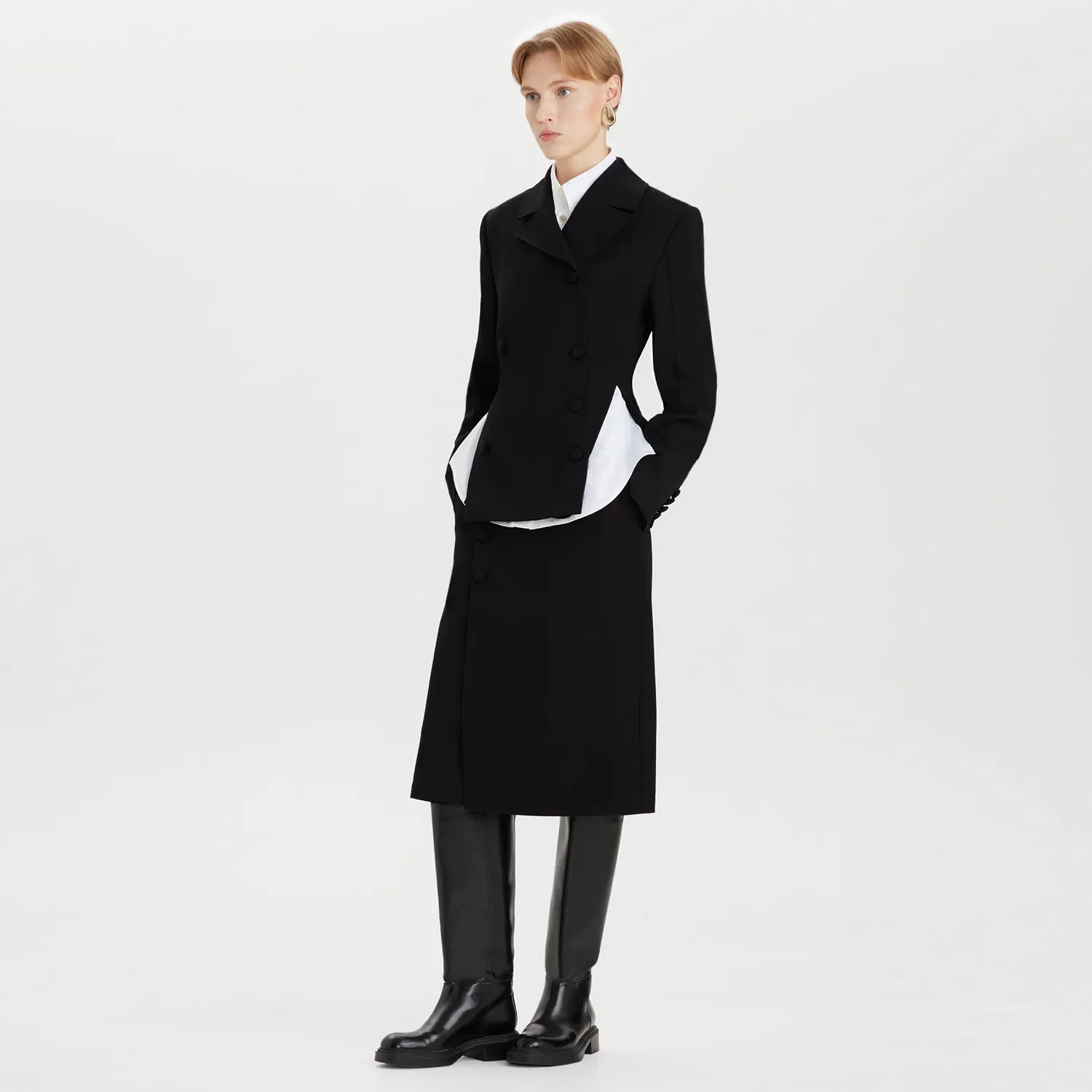 PORTS PW426BDB01 blazer lana nero doppiopetto