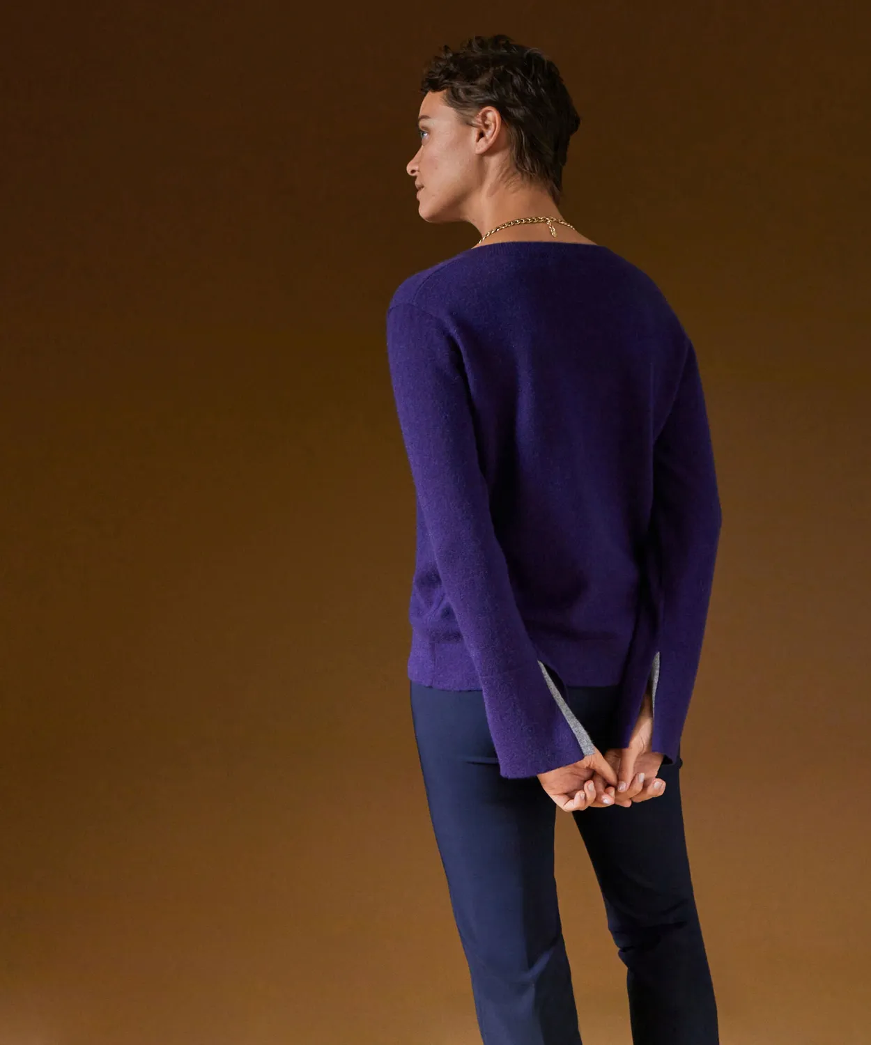 Rodier maglia scollo V cashmere viola scuro taglia M
