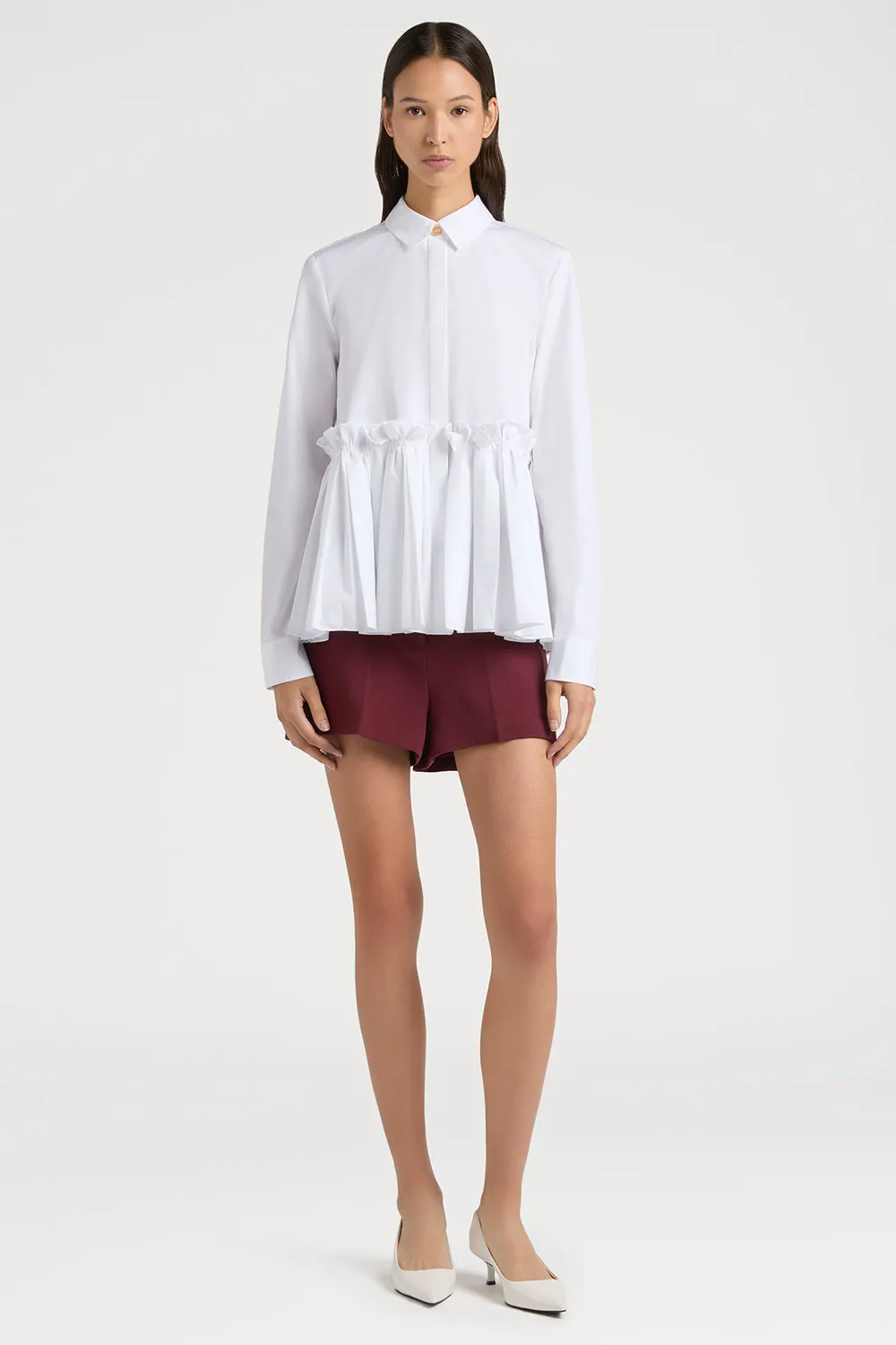 Ports 1961 Signature No.10 camicia volant bianca cotone