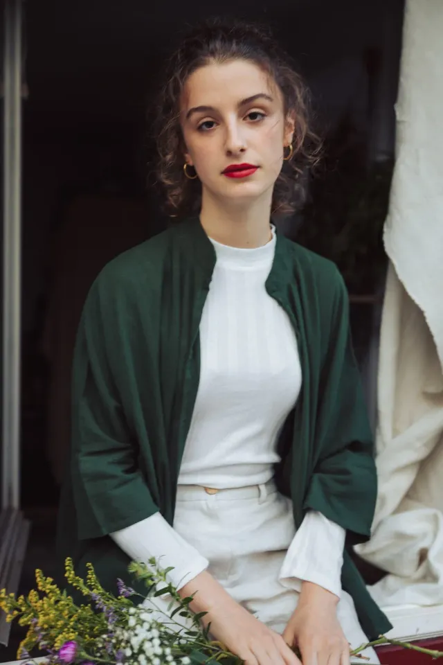 Jyoti Chandrapur cardigan cotone verde oliva