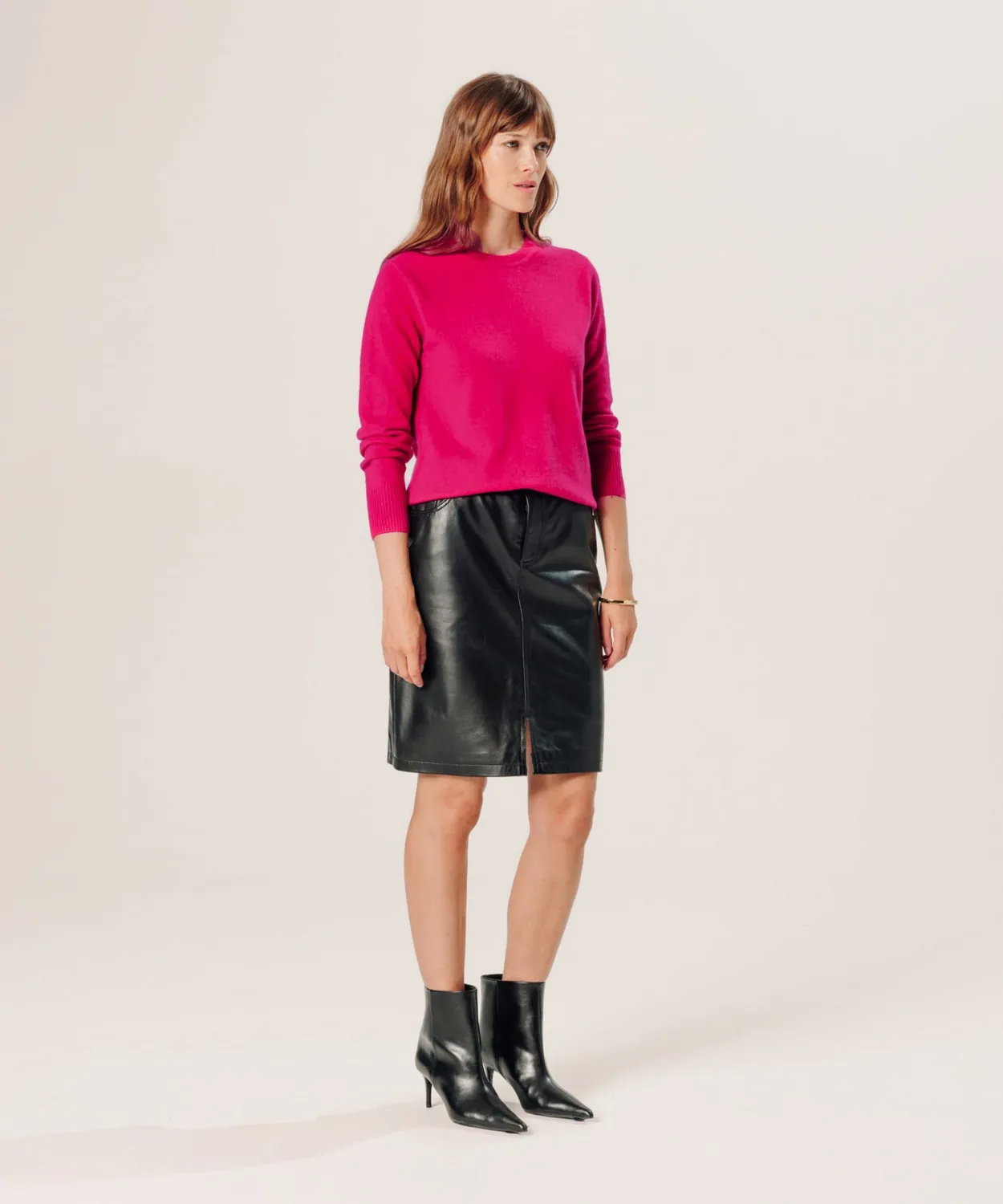 Rodier maglia girocollo cashmere rosa geranio 100% cashmere