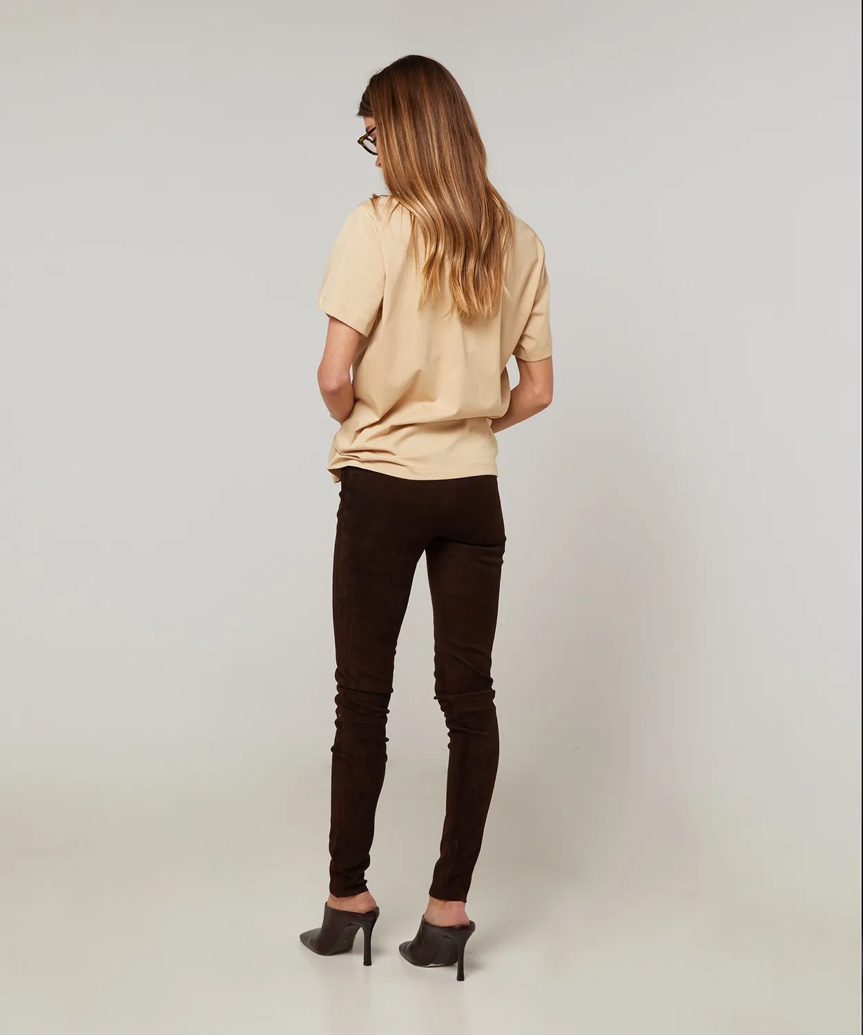 Rodier leggings pelle agnello marrone scuro