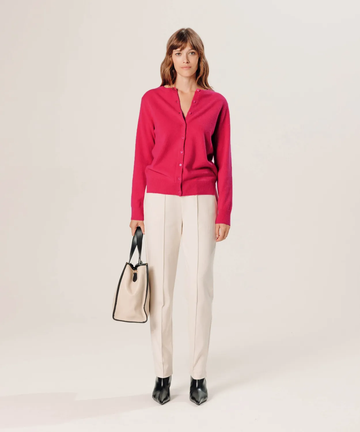 Rodier cardigan cashmere rosa geranio donna