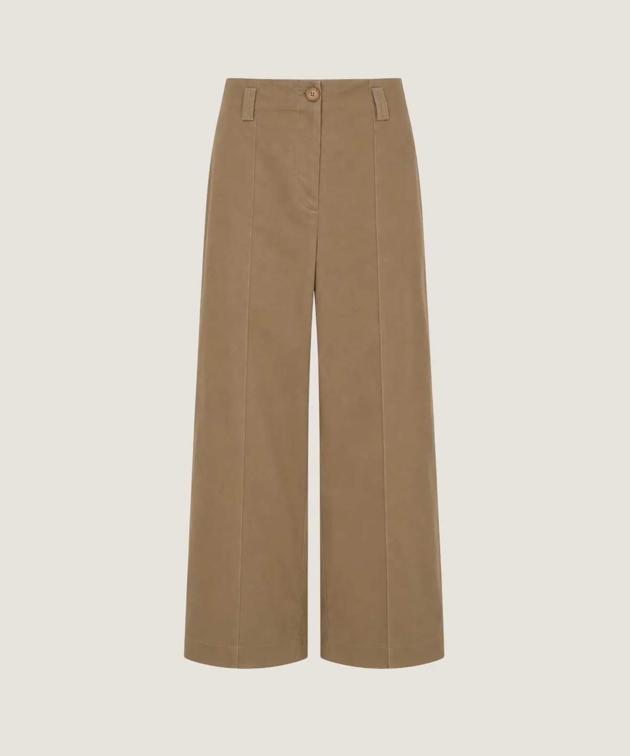 Rodier Pantaloni cotone vita alta gamba larga beige scuro