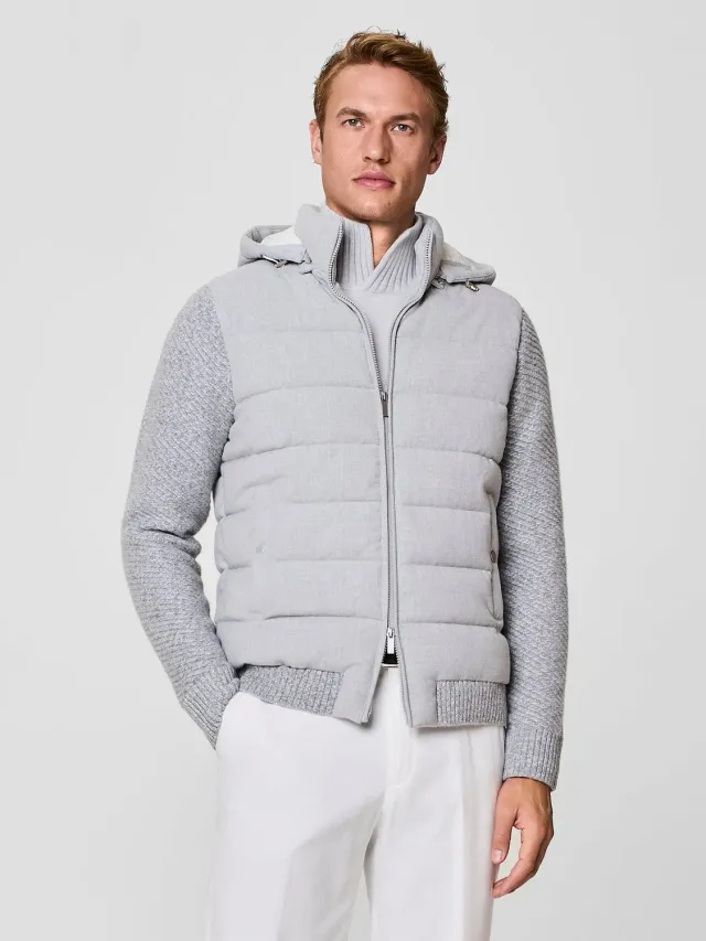 Paul Taylor bomber flanella trapuntato grigio maniche maglia mouliné