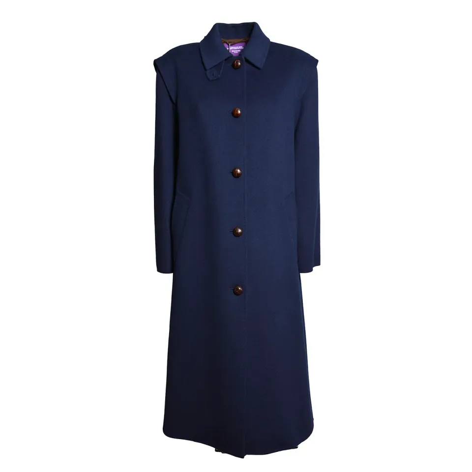 Weekend Max Mara cappotto gessato lana blu notte