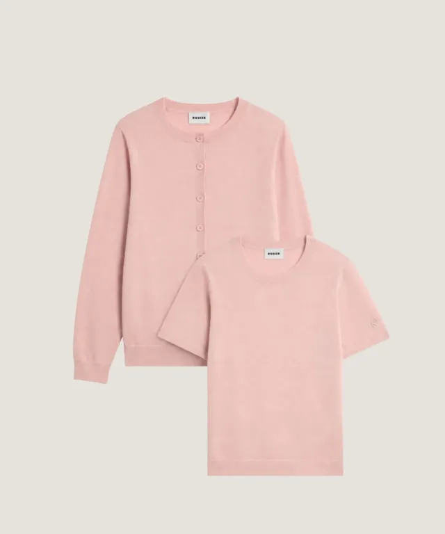 Rodier twin set lana merino rosa perla maglia 12