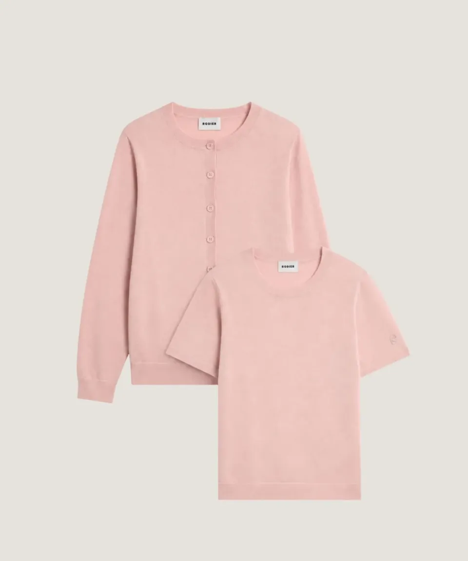 Rodier twin set lana merino rosa perla maglia 12