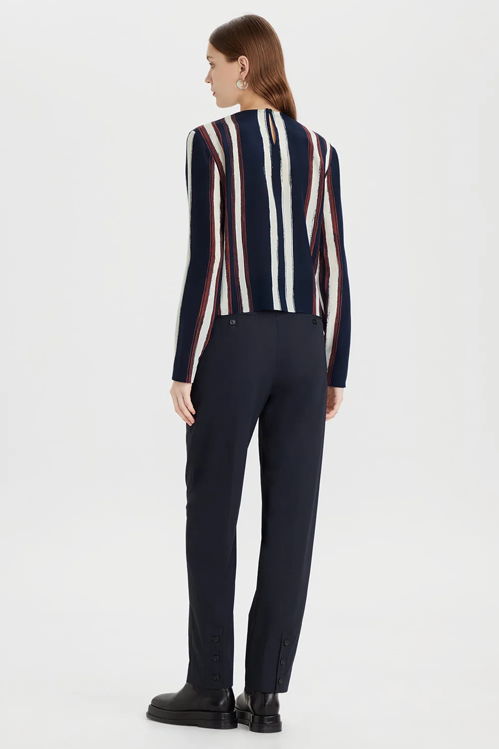 Ports 1961 PW326HLS05 blusa seta righe navy