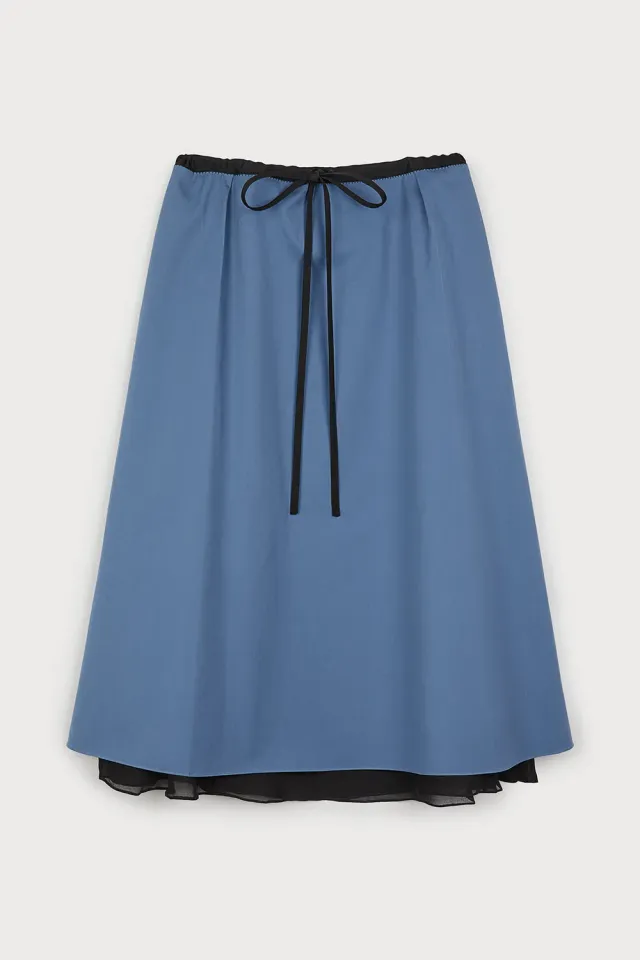 Ports 1961 Blue Skirt gonna blu grigia fiocco nero rifinita