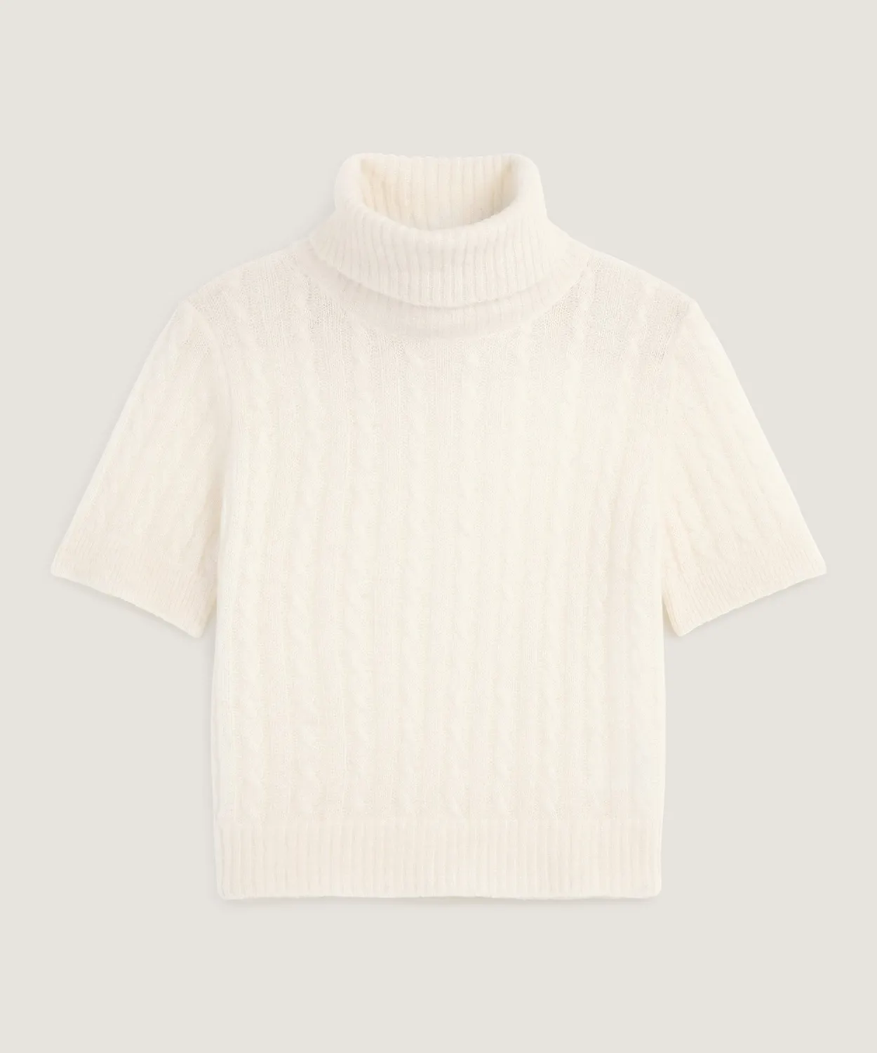 Rodier Maglia dolcevita alpaca ecrù maniche corte