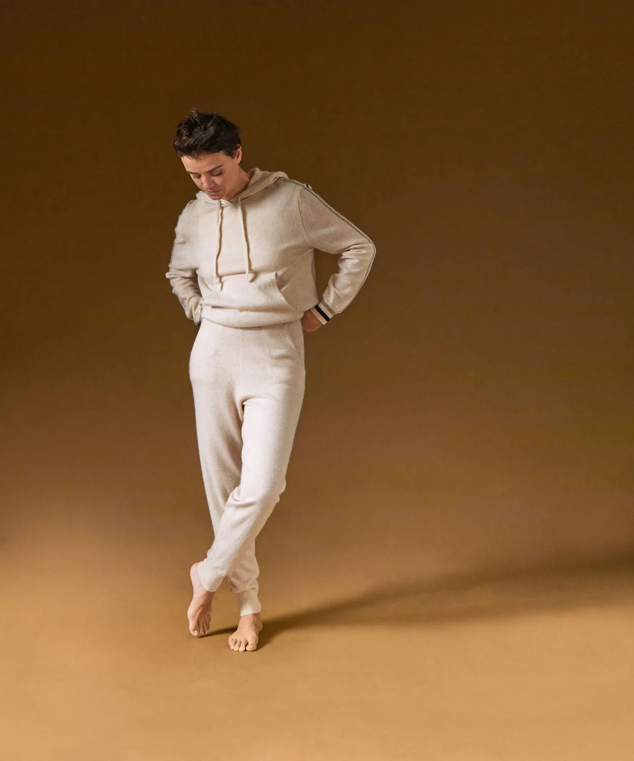 Rodier maglione con cappuccio cashmere bianco crema donna