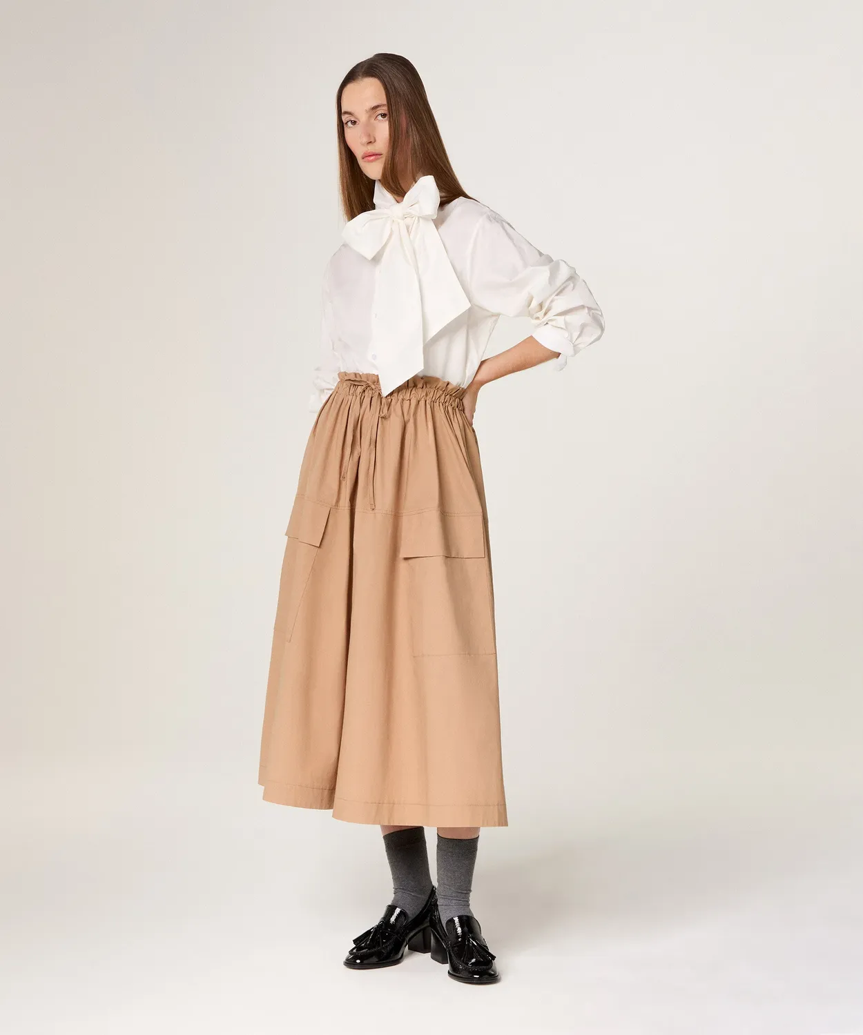 Rodier camicia bianca collo fiocco cotone S
