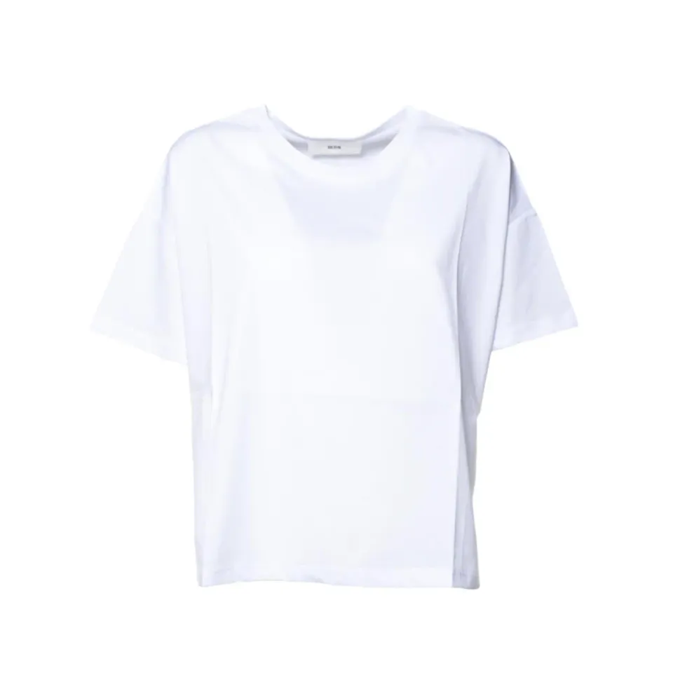 Solotre M1D0165 t-shirt donna bianca in cotone boxy