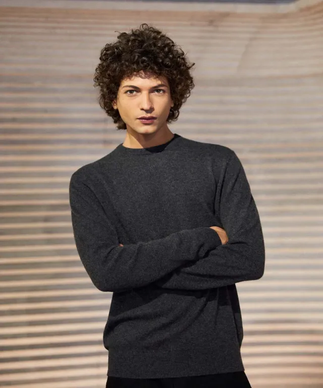 Rodier Maglia Girocollo Cashmere Uomo Antracite Caldo